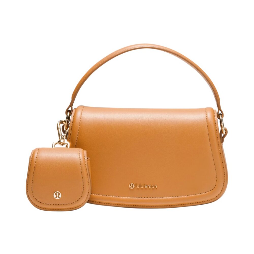 Lululemon Leather Alternative Mini Bag 1.2L Tan Chestnut Brown/Gold Sold Out NWT